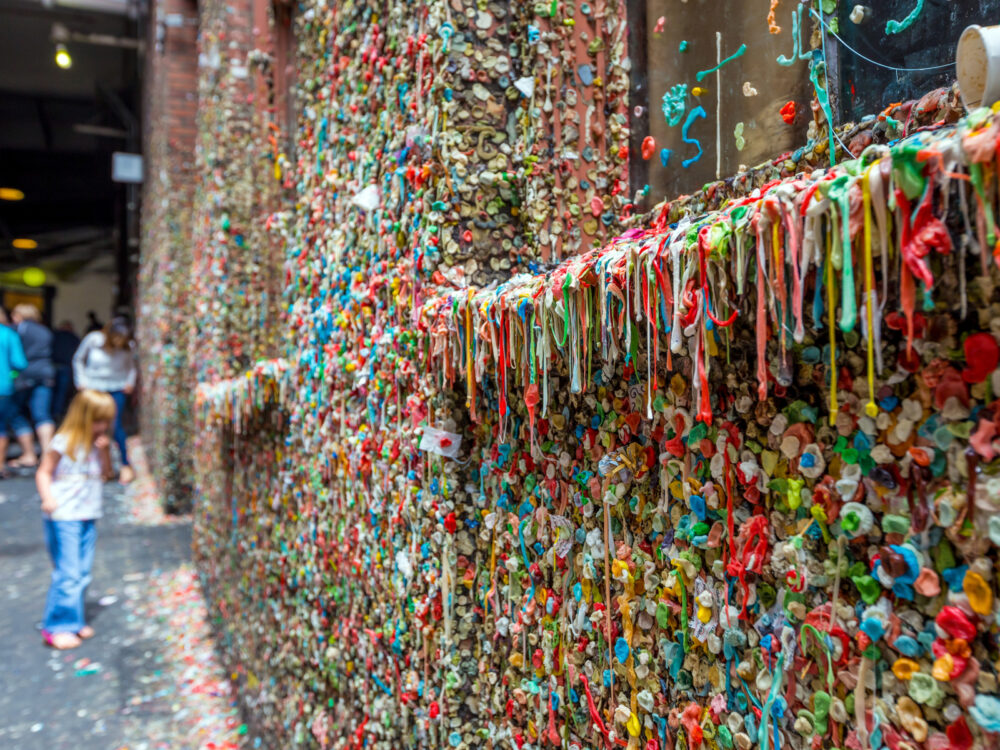 Famous gum wall in Seattle Washington, one of the best things to do there
