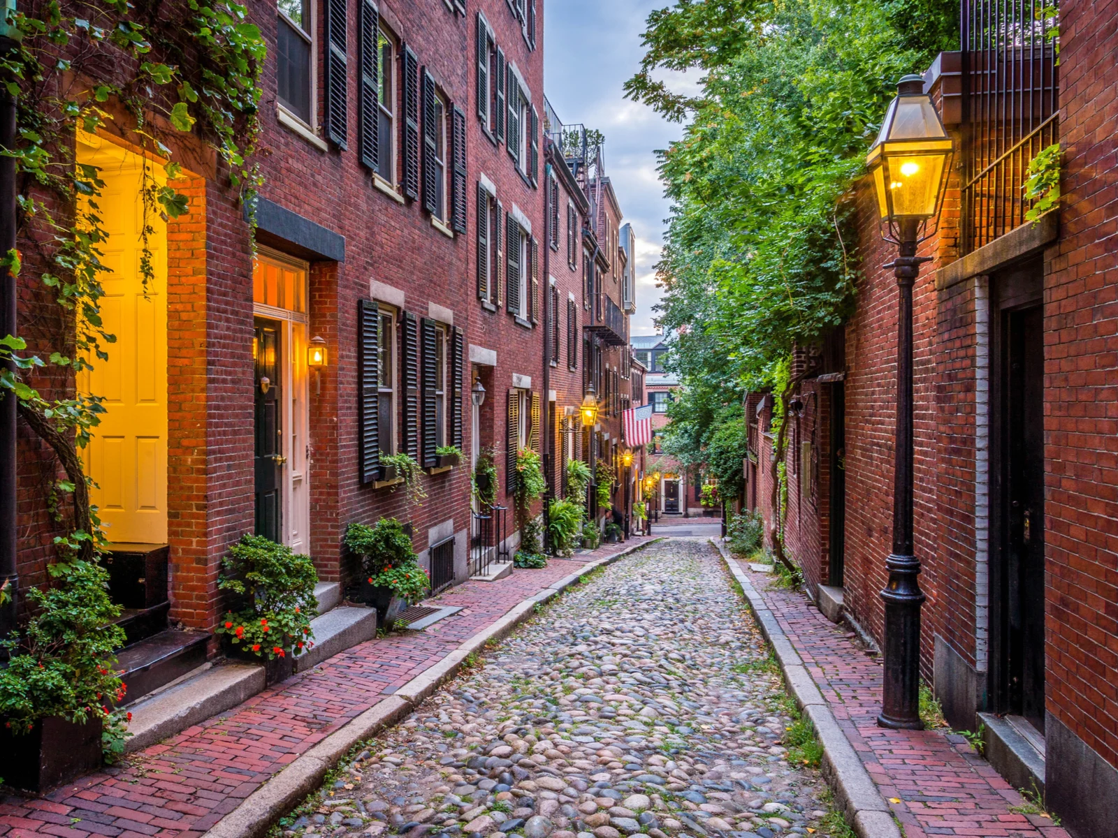 Acorn Street in Boston pictured during the least busy time to visit
