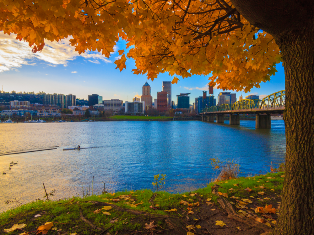 Gorgeous view of Portland, one of the best places to visit in Oregon, in Autumn