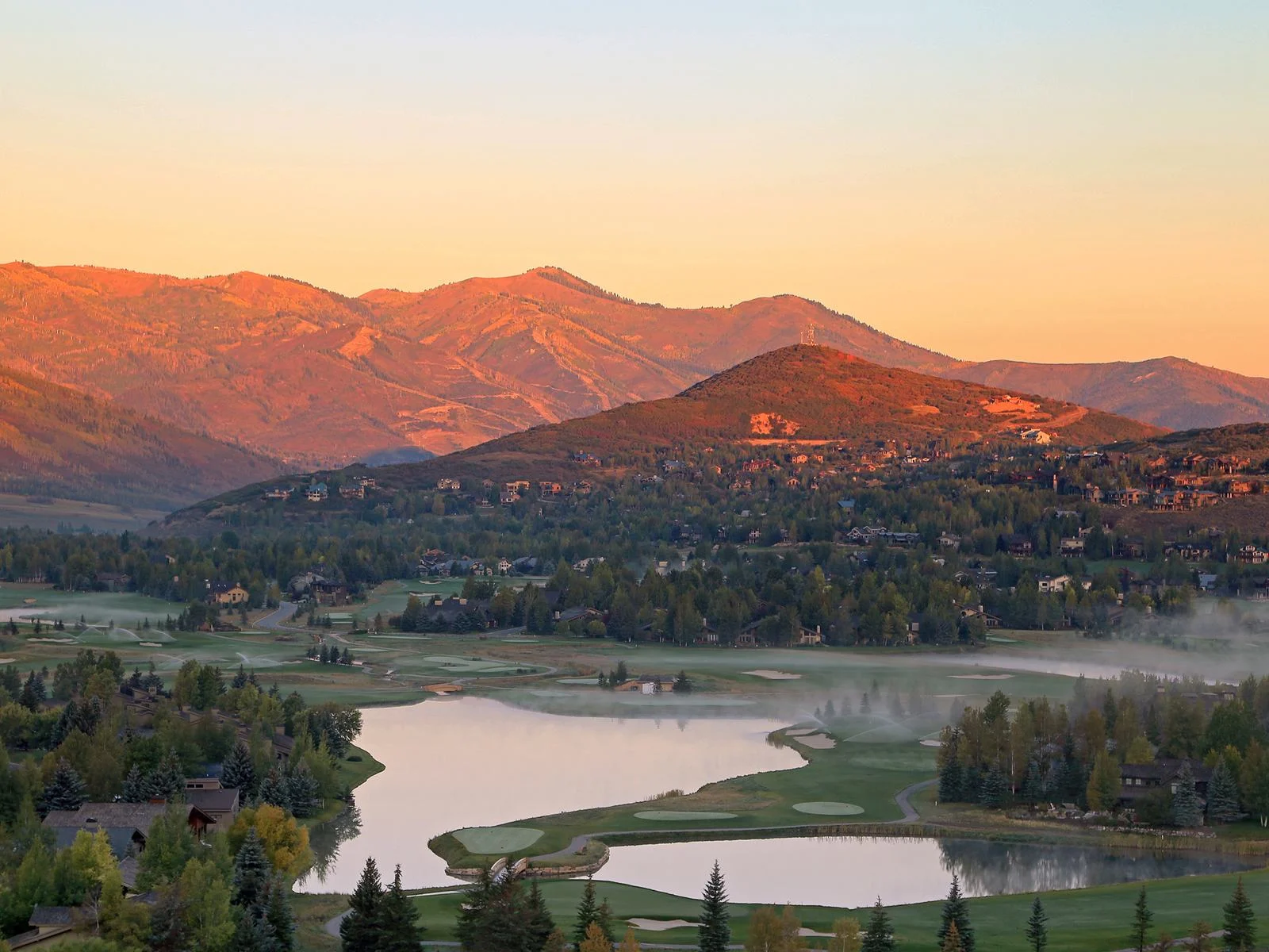 Image of Park City, one of the best places to visit in Utah, pictured at sunrise