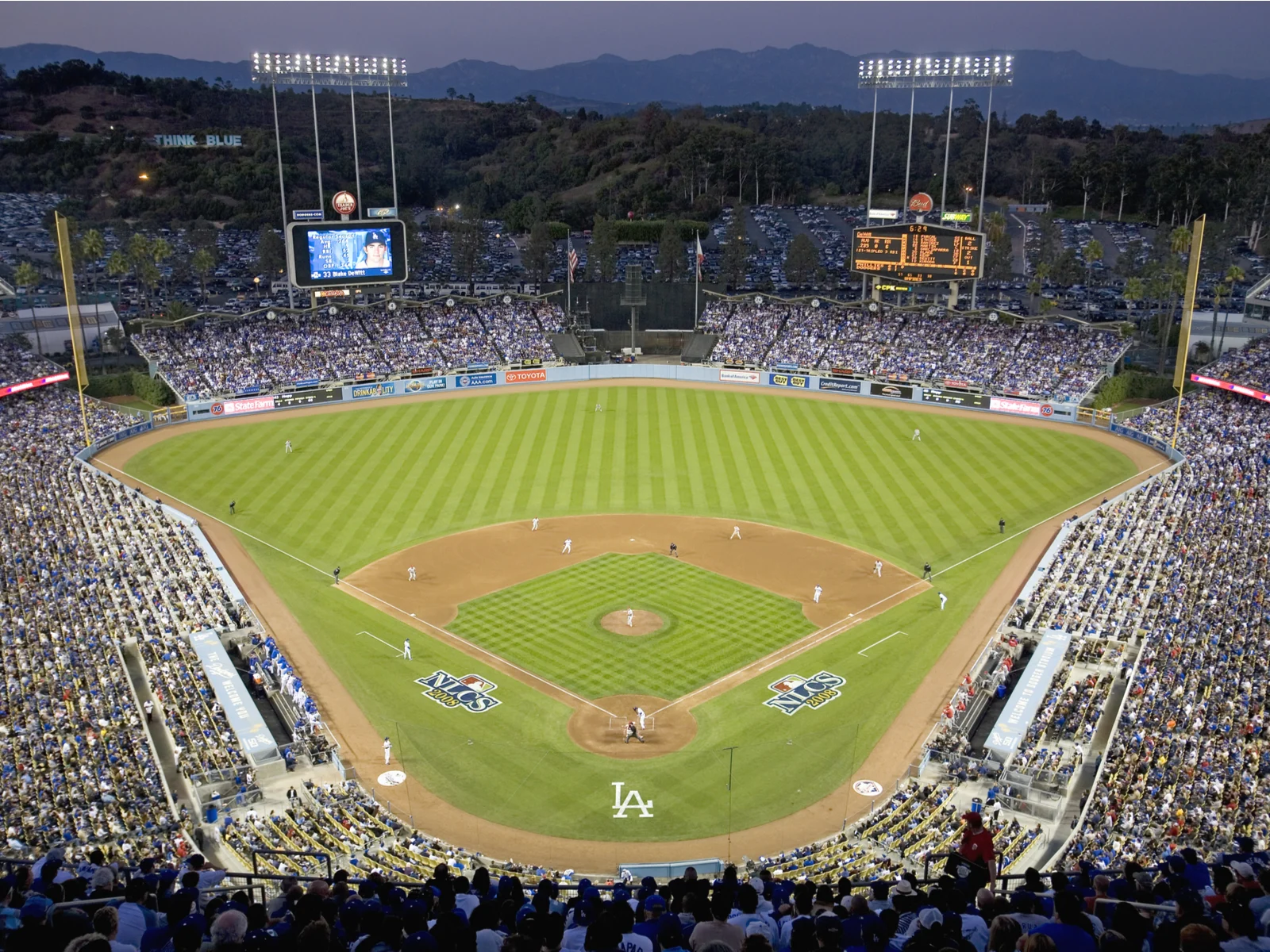 View of Dodger Stadium at night for a piece on the best things to do in Los Angeles