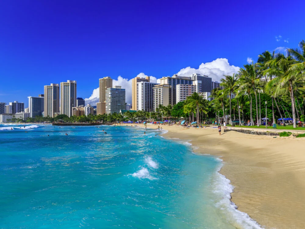 Gorgeous daytime view of Honolulu, one of our top picks for where to stay in Hawaii
