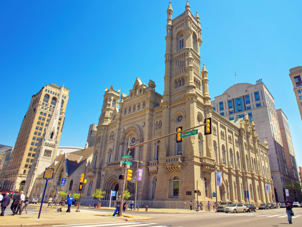Corner view of the Masonic Temple in Philadelphia, one of the best things to do in the city