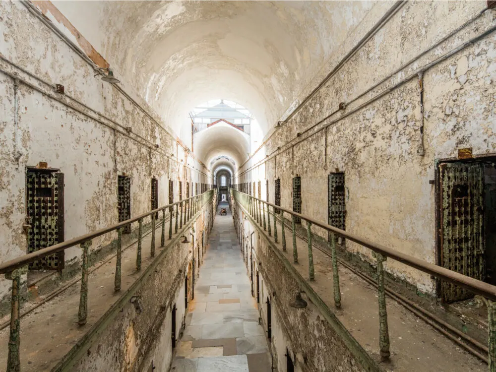 Creepy old walkway in one of the best things to do in Philadelphia, Eastern State Penitentiary