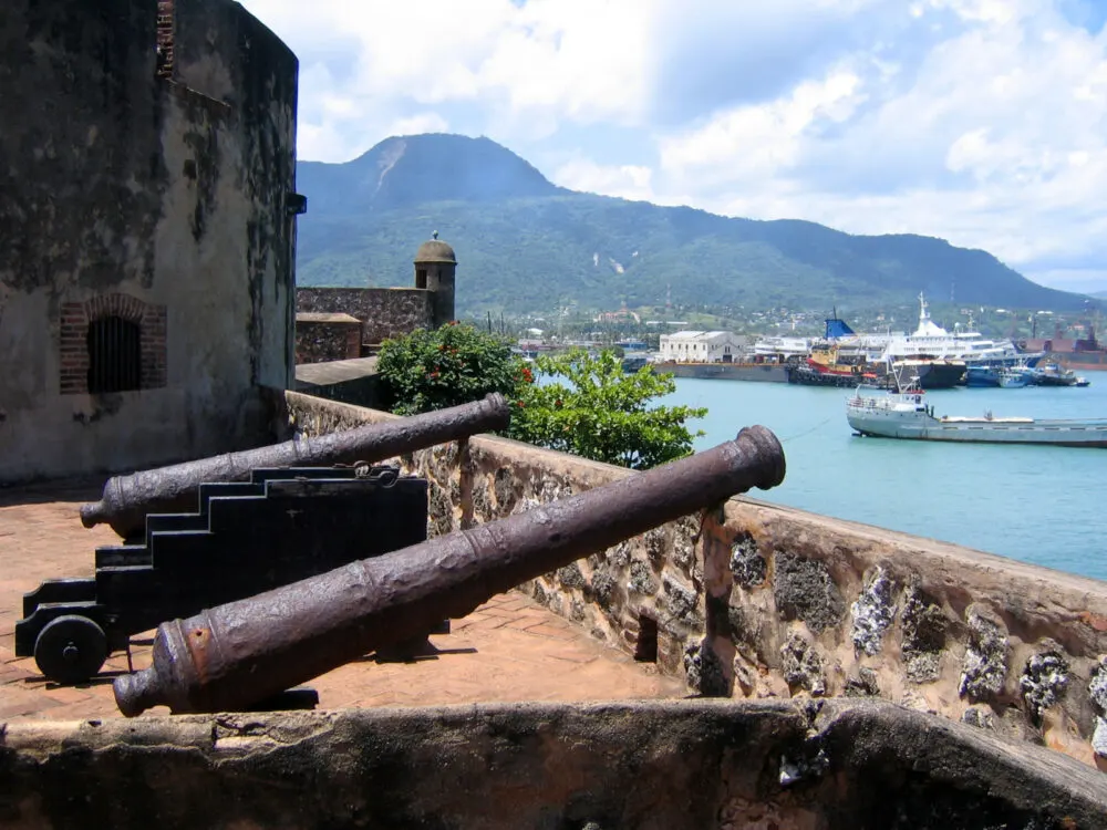 Old cannons over one of the best places to visit in the Dominican Republic, San Felipe de Puerto Plata