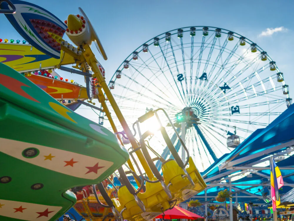 Fun rides at the Texas State Fair, one of the best attractions in Texas in the Summer