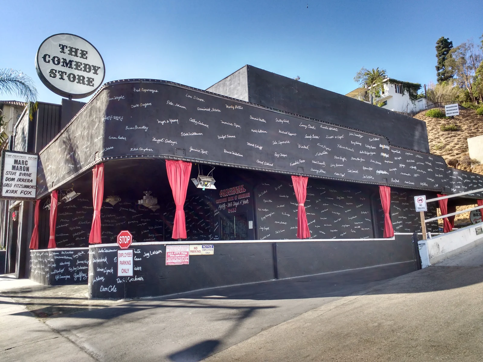 One of the best attractions in Los Angeles, the Comedy Store, pictured from the street