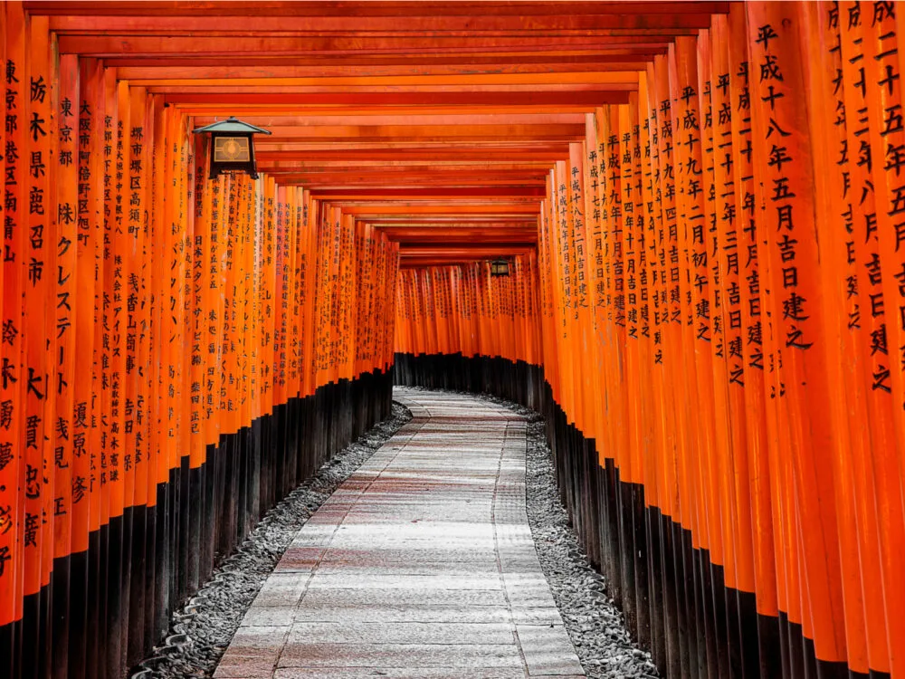 Red Torii Gates in Fushimi Inari temple, one of the best places to visit in Japan