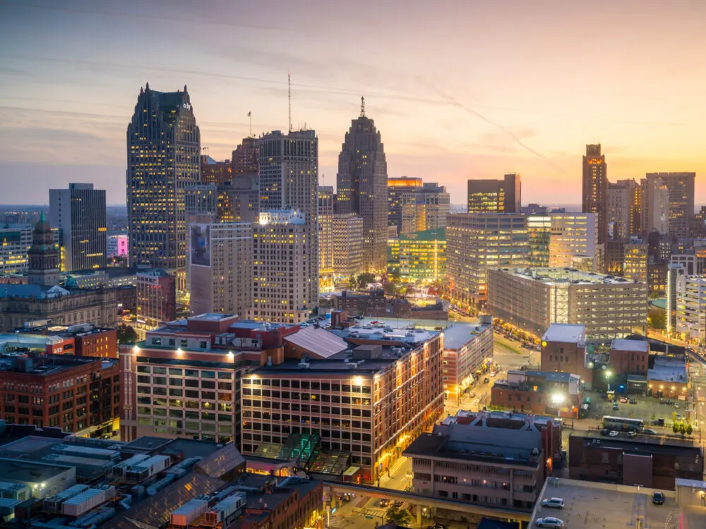 Downtown photo of Detroit, one of the best places to visit in Michigan