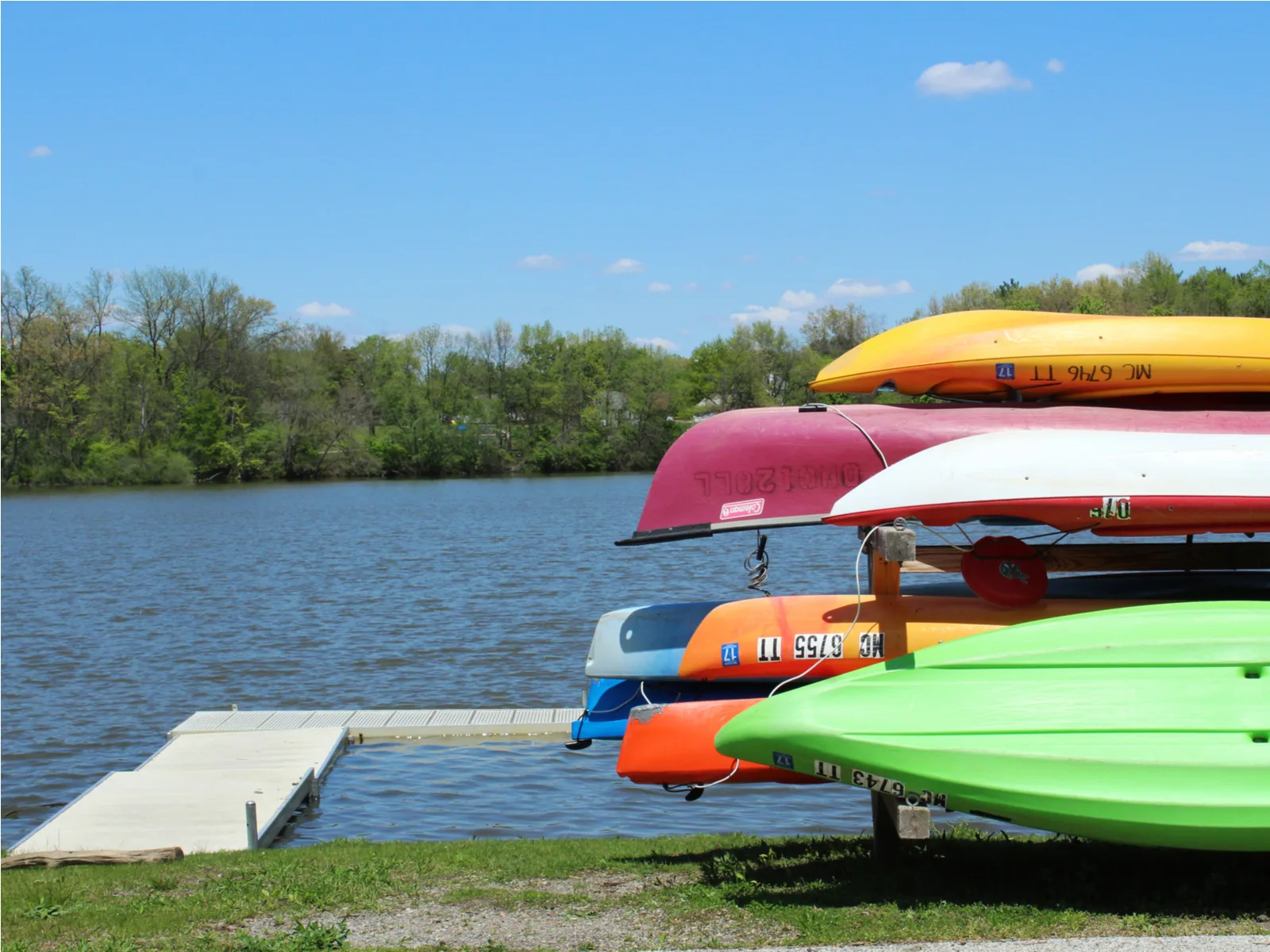 Canoes at one of Michigan's best places to visit, Tecumseh
