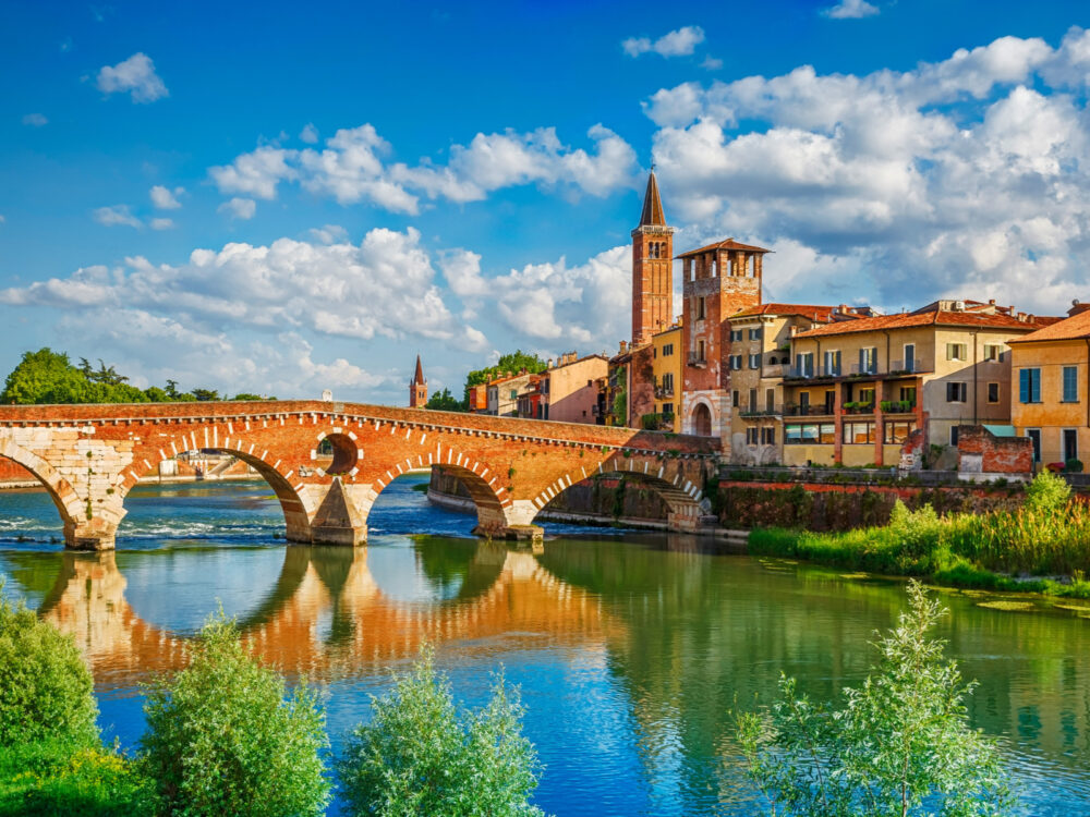 View from the banks of the river in Verona, one of the best places to visit in Italy