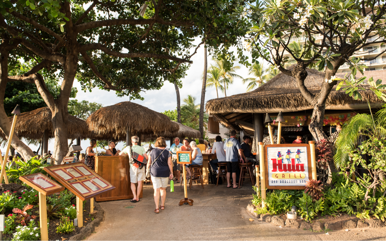 Hula Grill, one of the best restaurants in Maui, pictured at its entrance