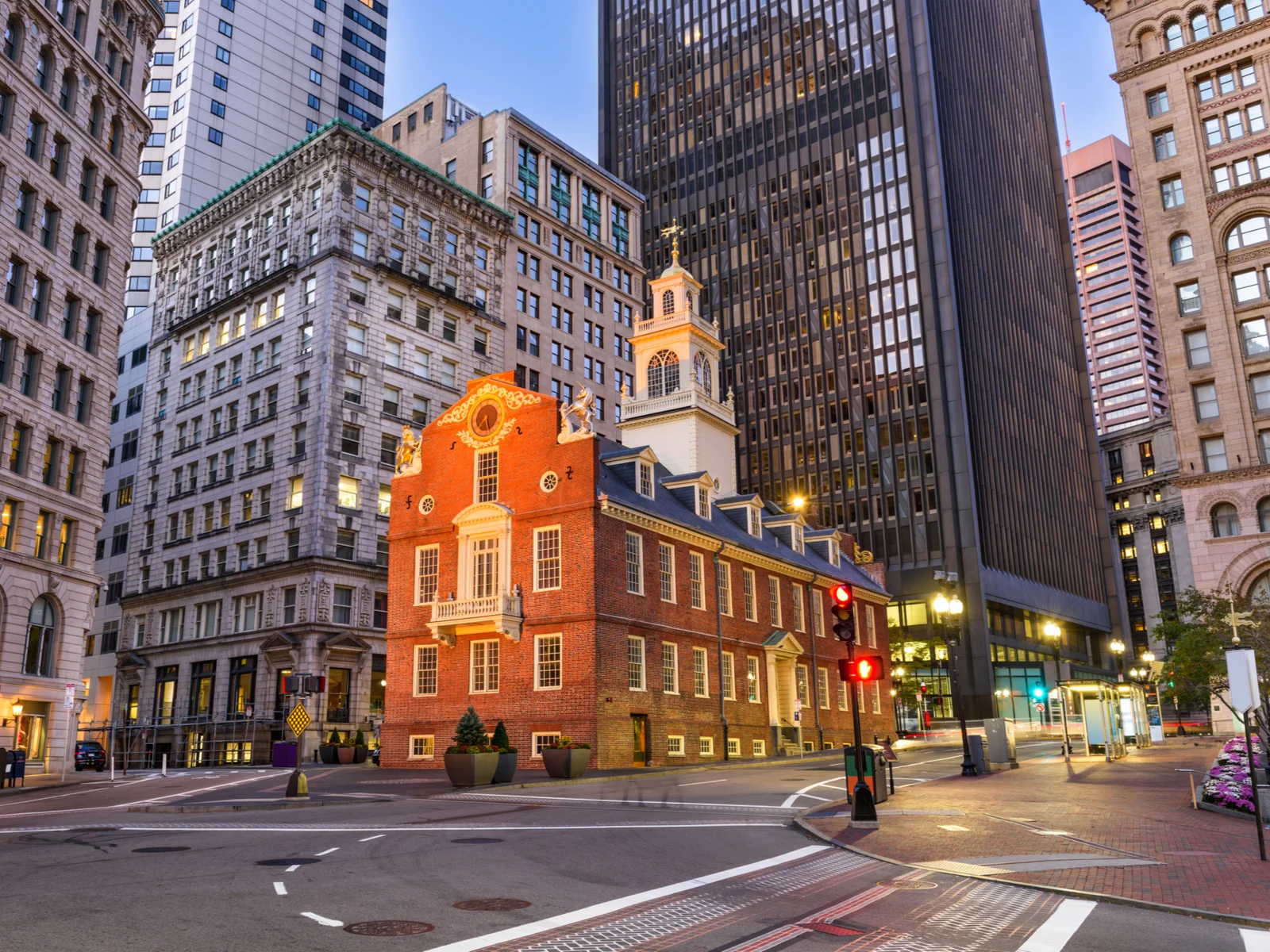 Old state house depicted during the best time to visit Boston