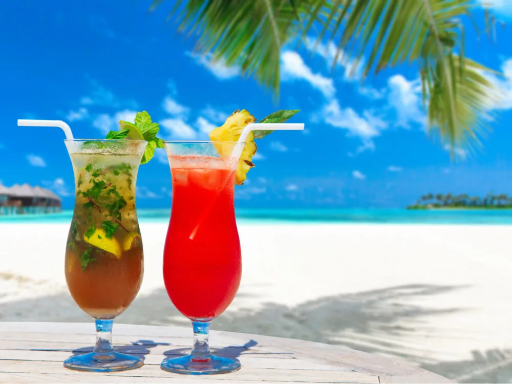 Photo of two drinks at a resort to symbolize tainted alcohol for a post titled Is Tulum Safe