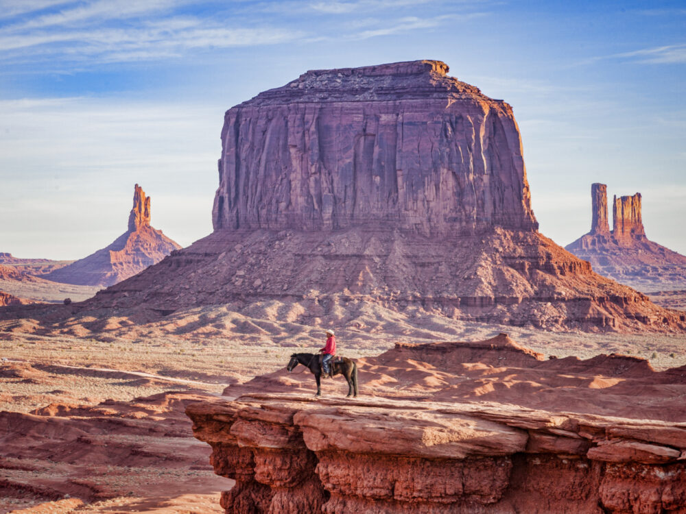Navajo Horseman on John Ford's point in Monument Valley Tribal Park, one of the best places to visit in Arizona