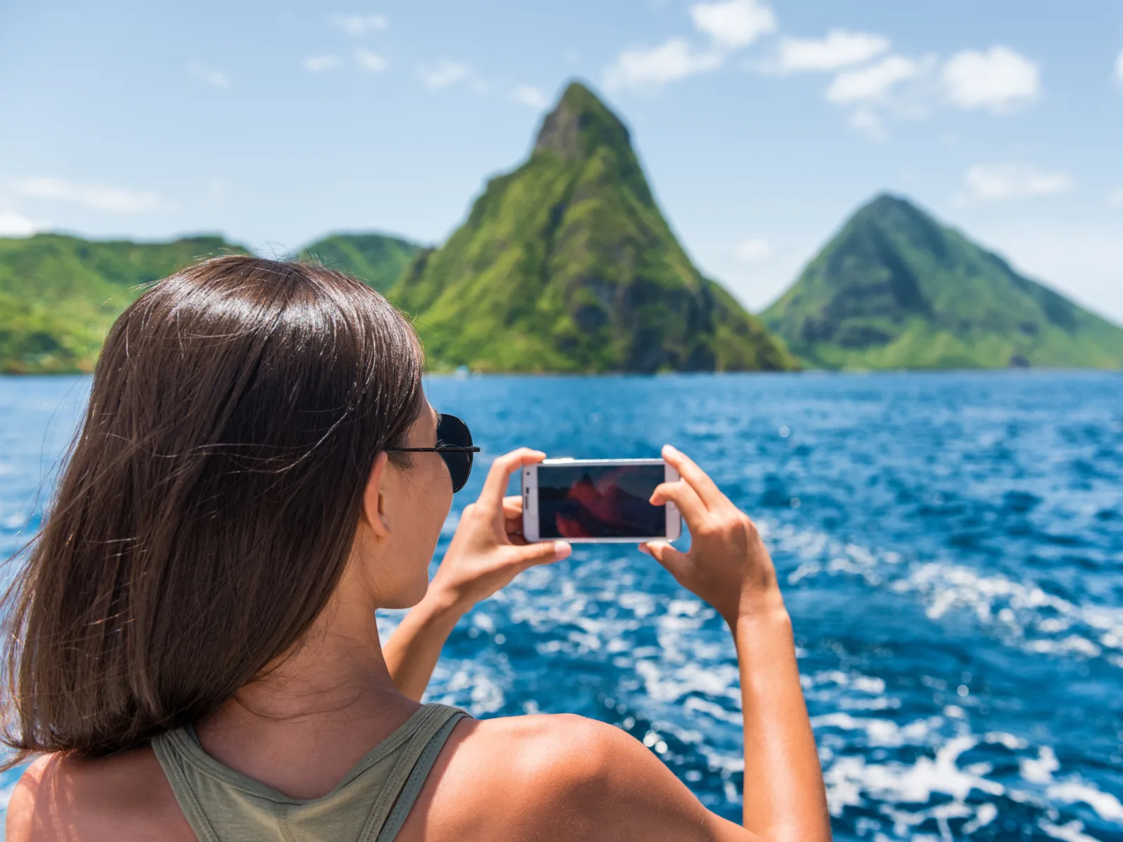 Woman doing one of the best things to do in Saint Lucia, a private island tour