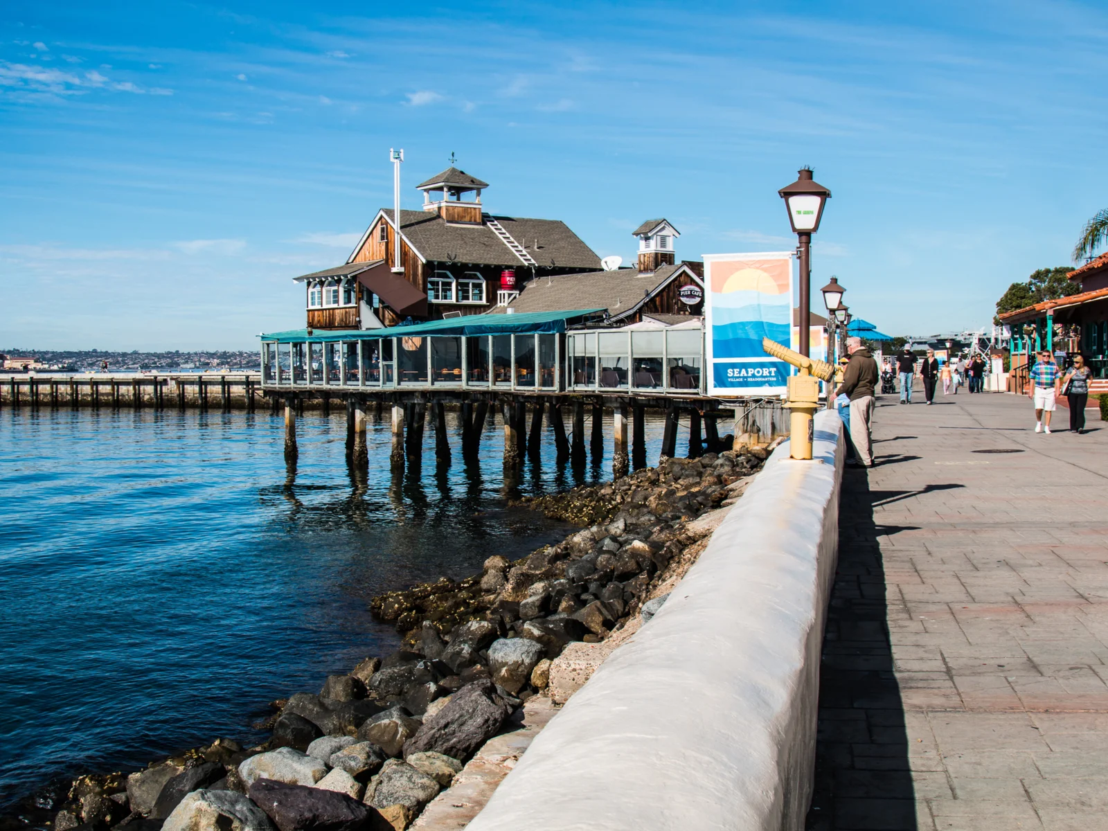 Waterfront view of Seaport Village, one of the best things to do in San Diego