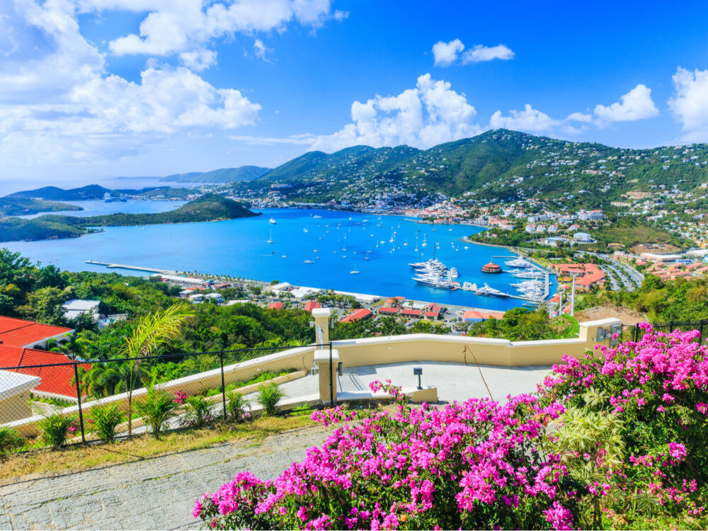 View of St Thomas from the top of a hill for a piece on the best places to visit in the Caribbean