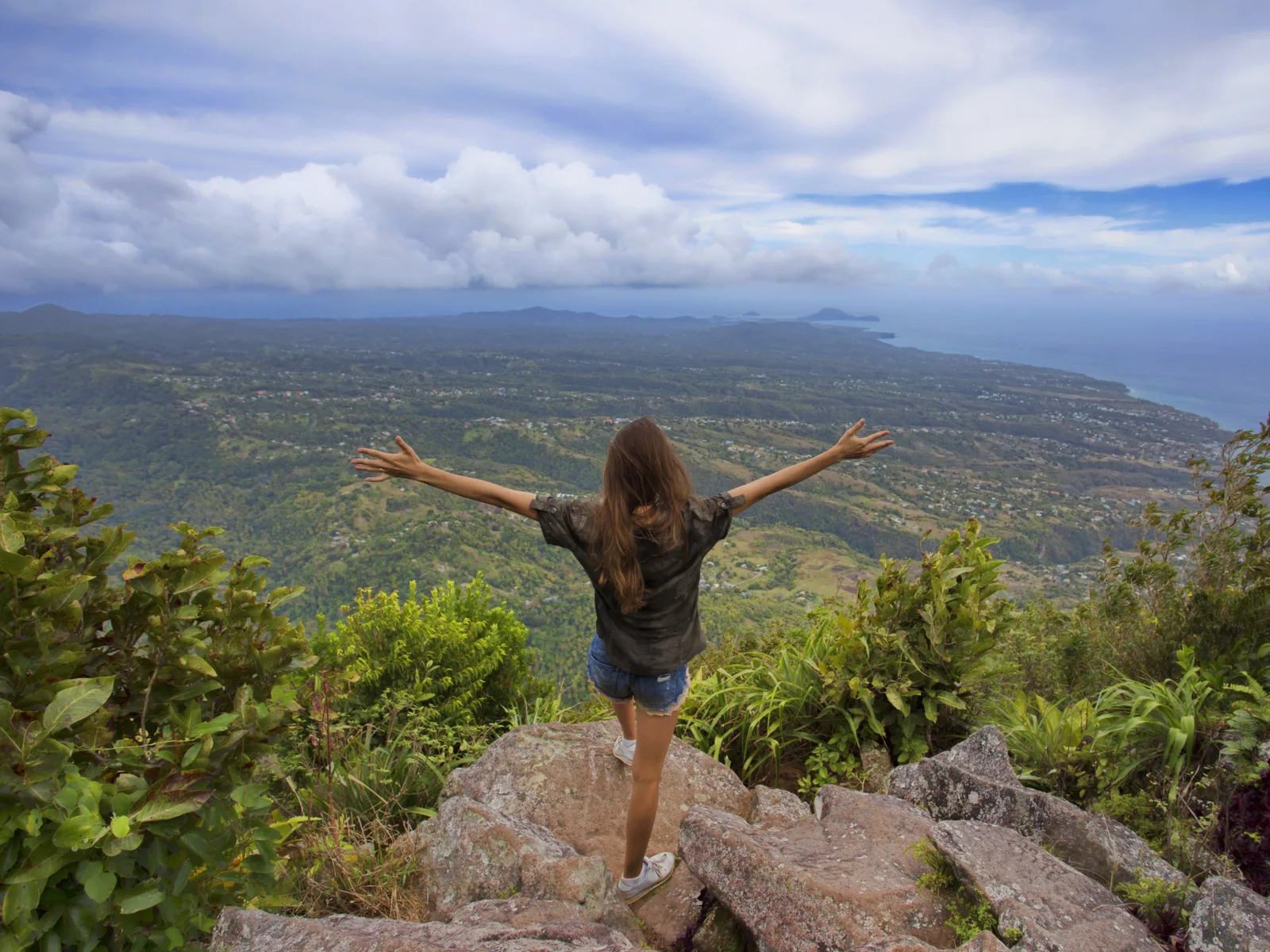 Woman doing one of the best things to do in Saint Lucia, the Majestic Gros Piton Hike