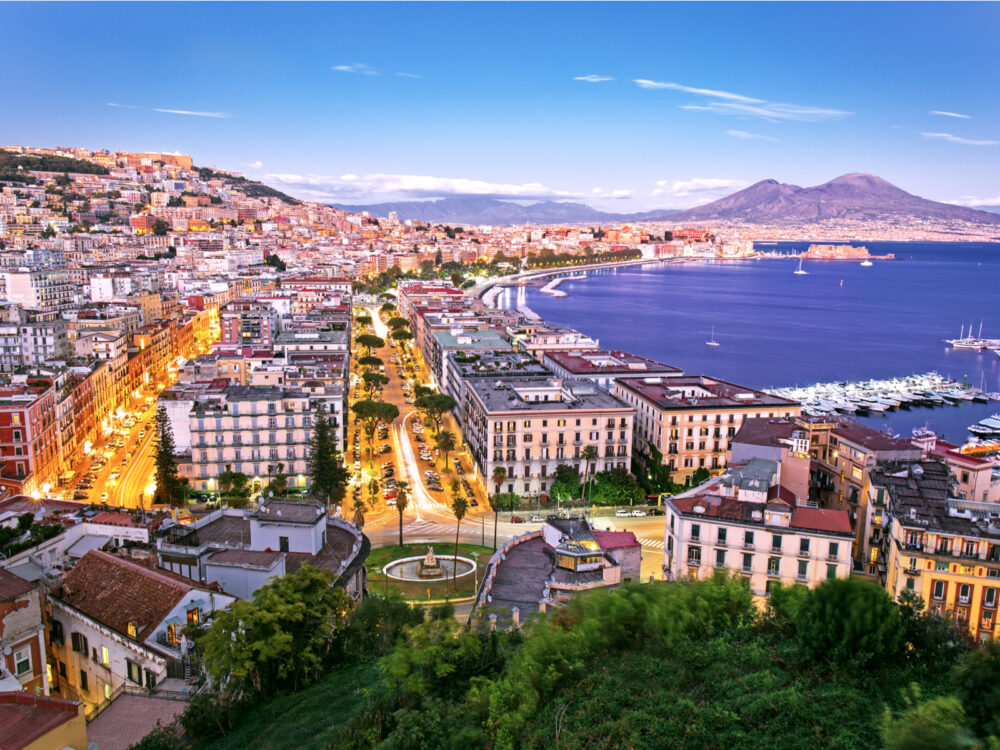 View from the hilltop of Naples at night, a top pick for the best places to visit in Italy