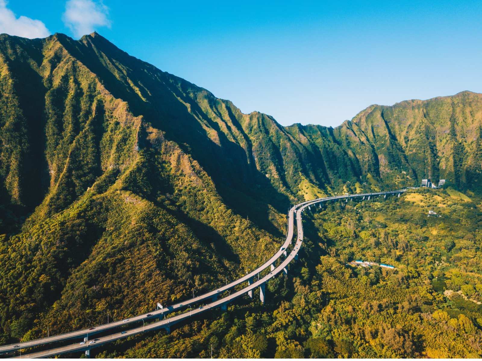 Cool aerial view of Oahu by the Haiku stairs for a piece titled Where to Stay on Oahu