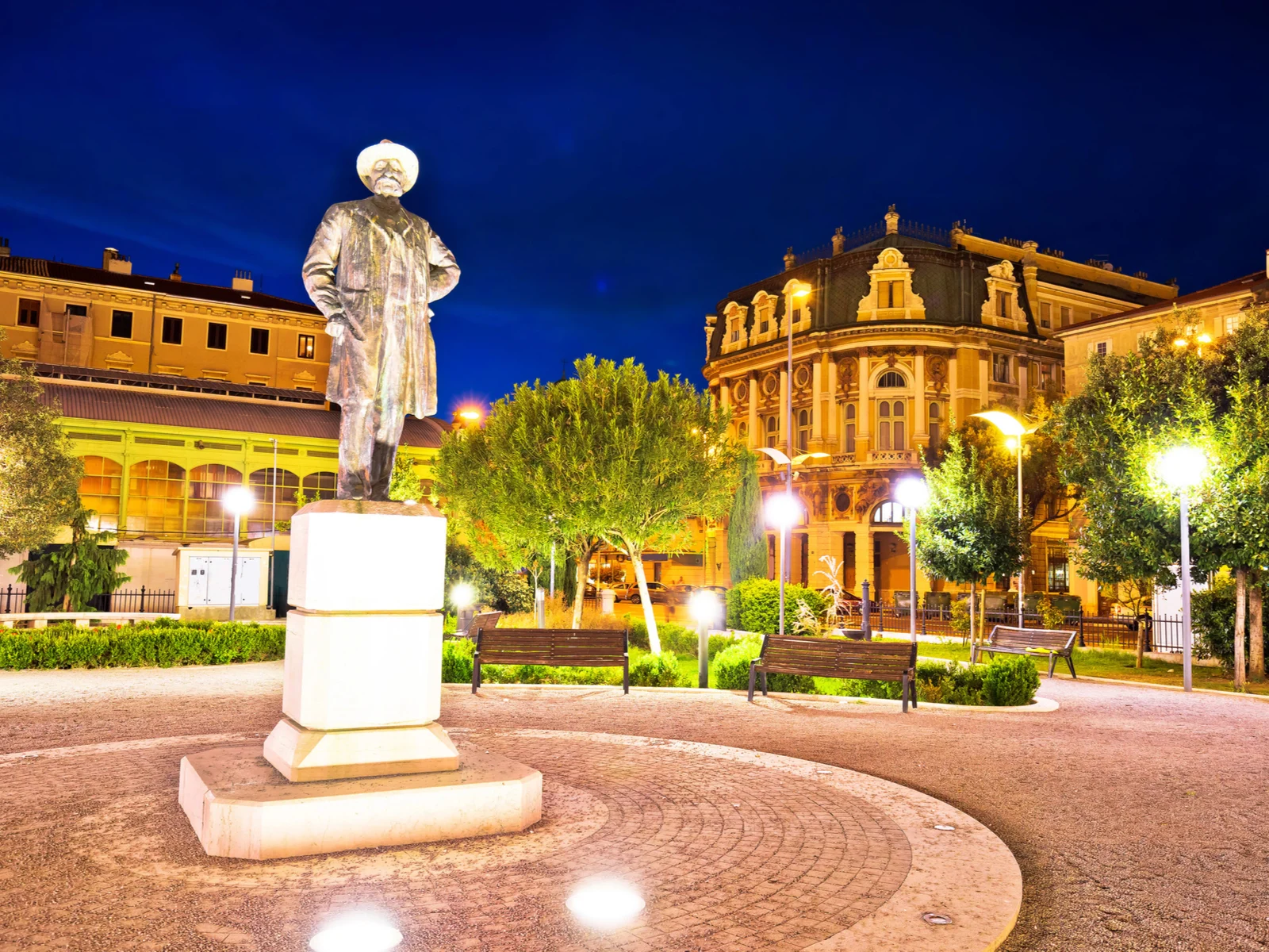 Image of Rijeka, one of the best places to visit in Croatia, pictured at night