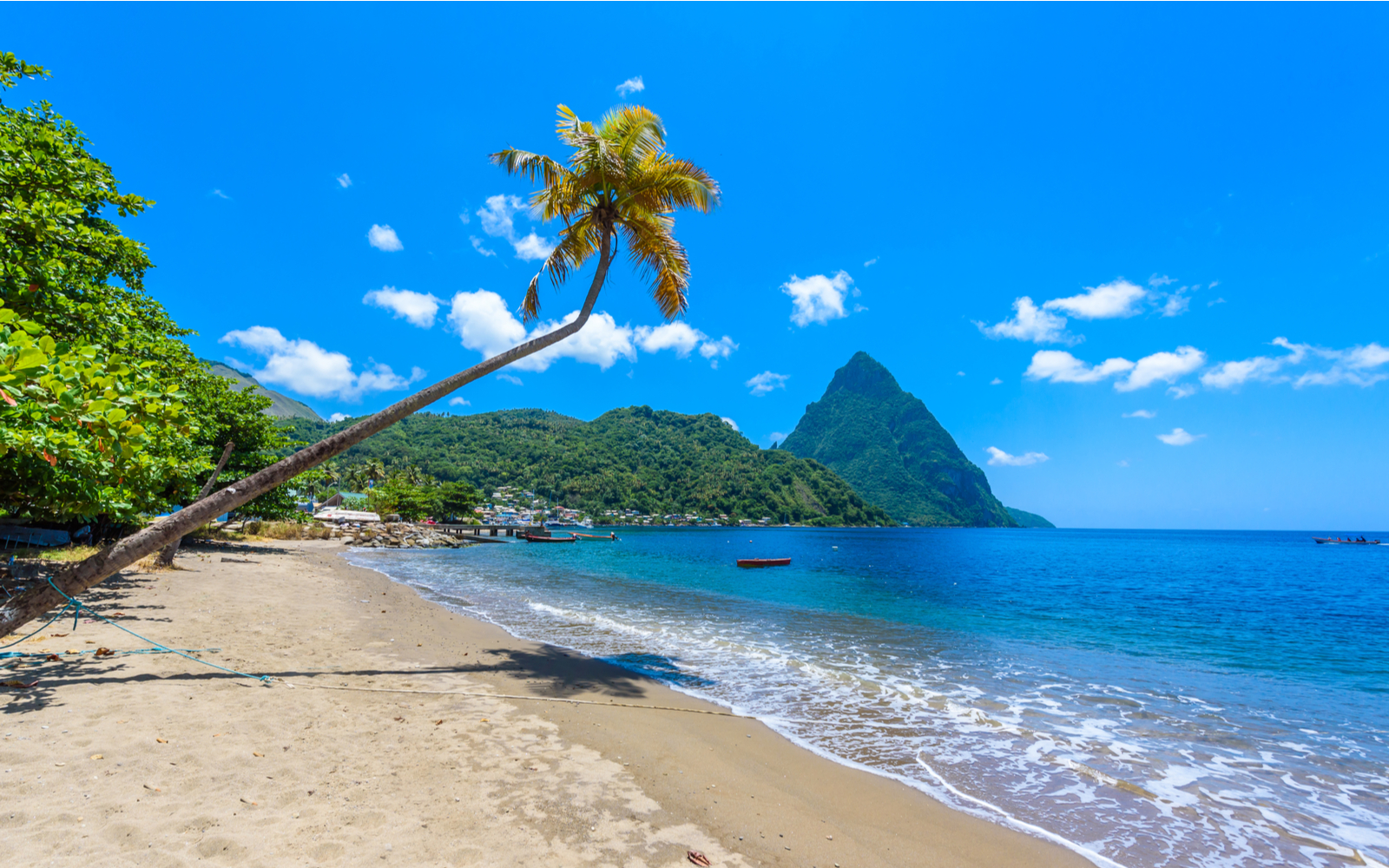 GOrgeous Soufriere beach pictured during the best time to visit Saint Lucia