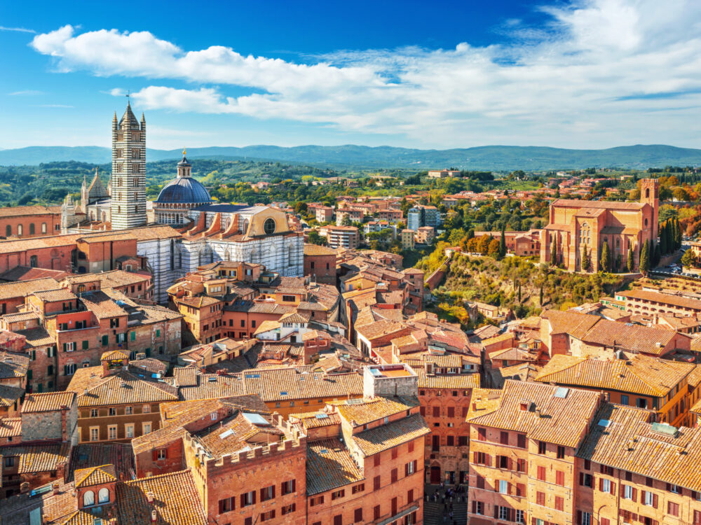 Aerial view of a gorgeous medieval town, Siena, one of the best places to visit in Italy