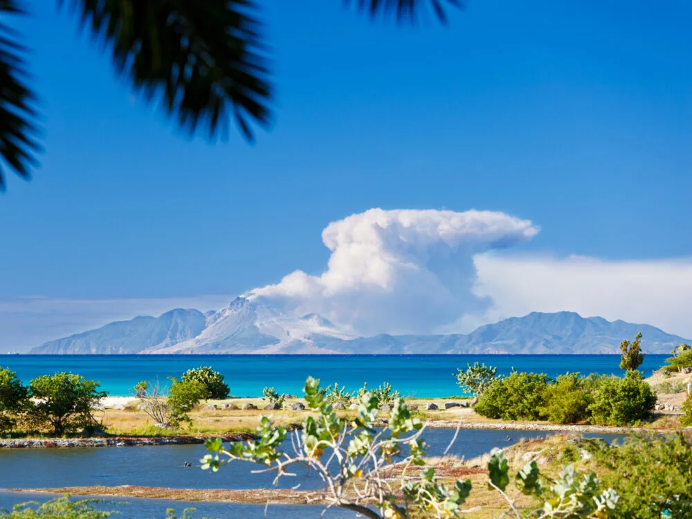 Active volcano on one of the safest islands in the Caribbean, Montserrat