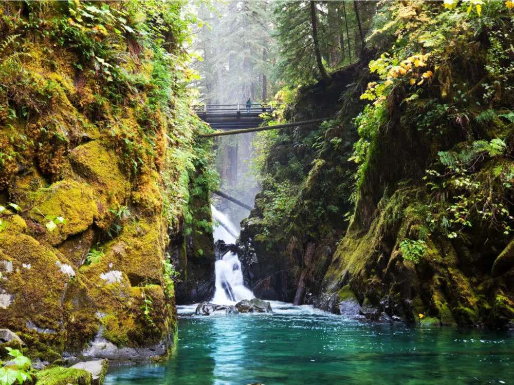 Sol Duc waterfall in Olympic National Park, one of the best places to visit in Washington State