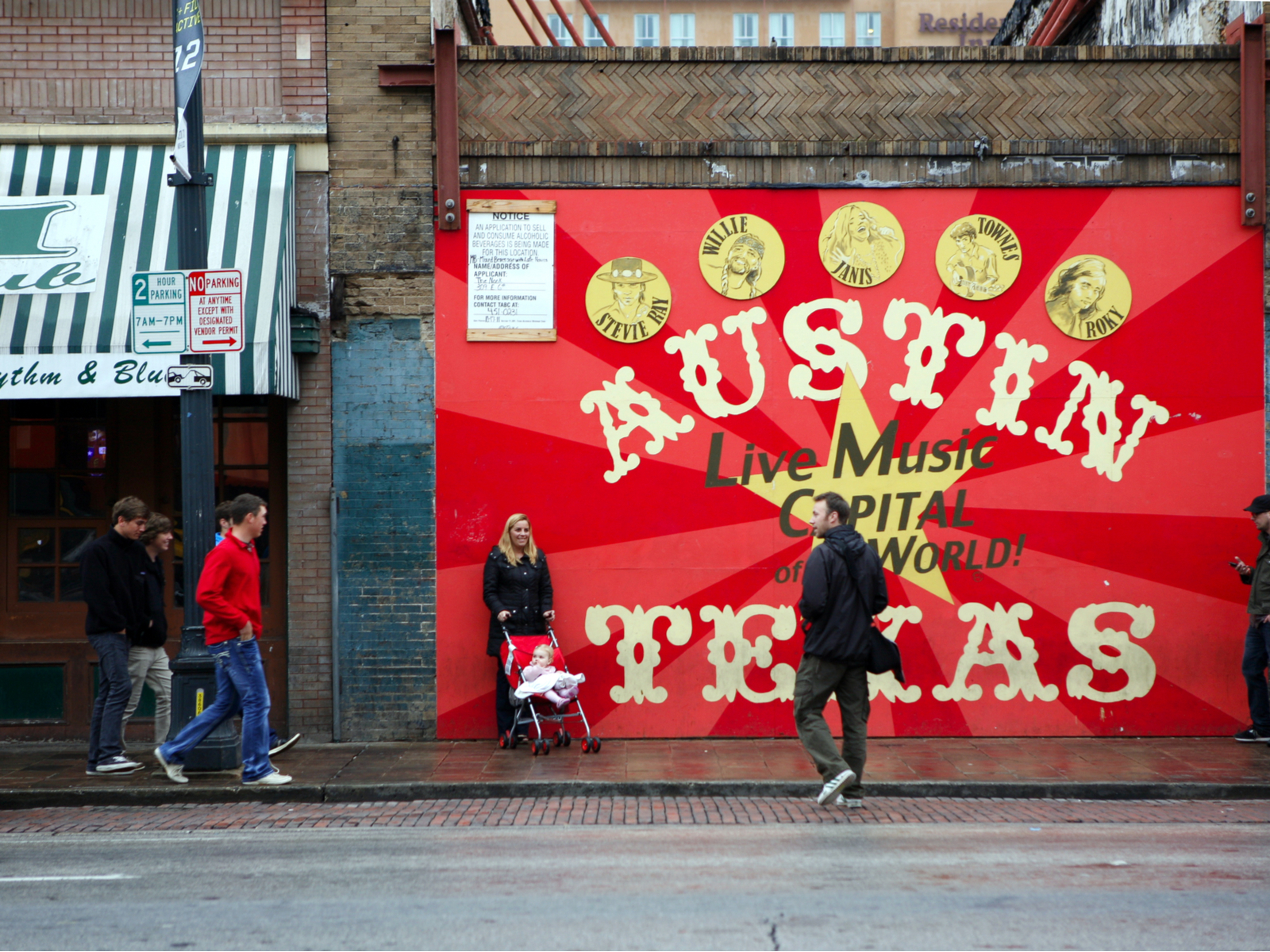 Tourists outside of a downtown bar for a piece on the best time to visit Austin