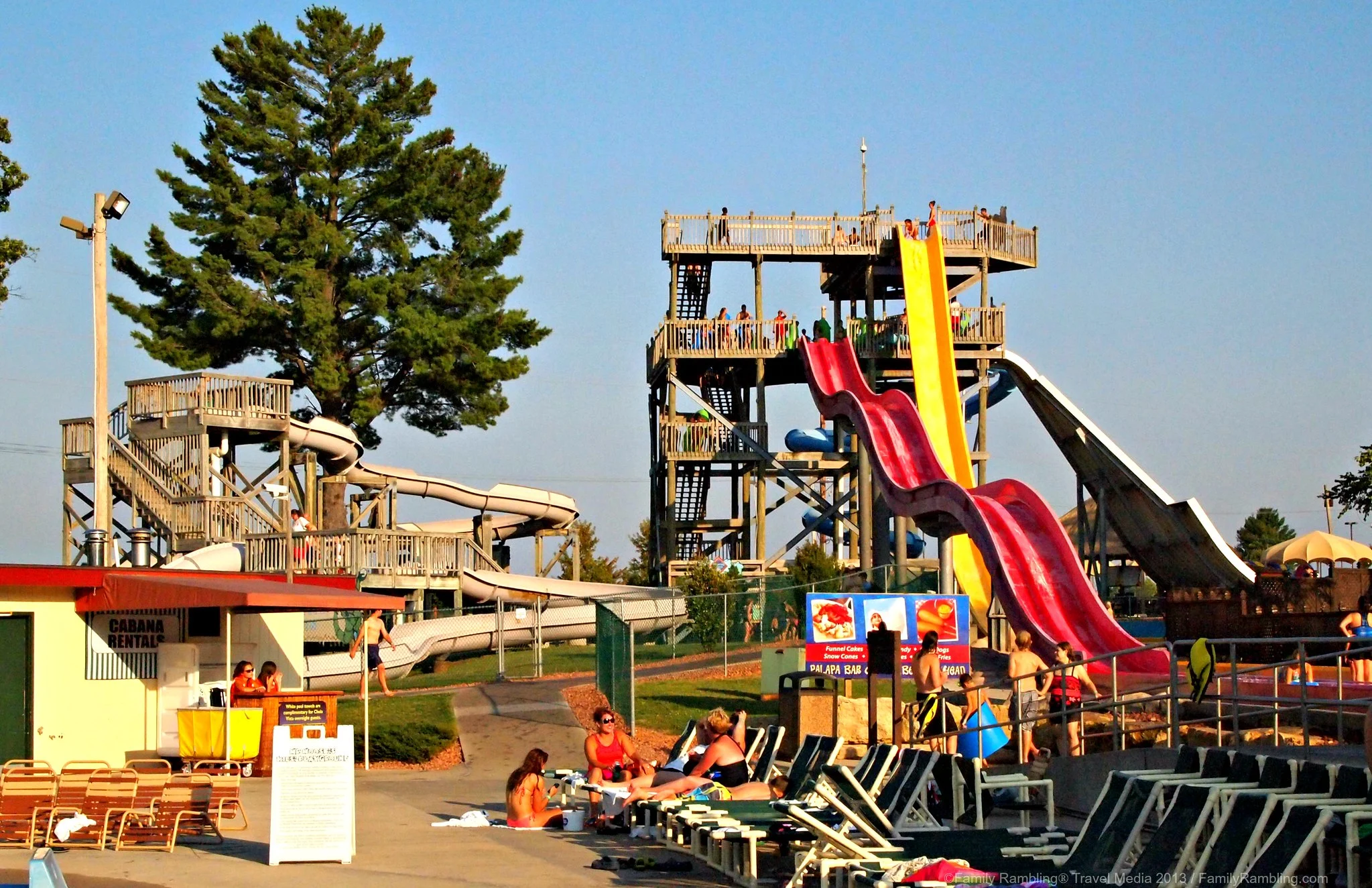 Visitors enjoying the hot sun and steep waterslides at Chula Vista Resort, one of the best Wisconsin Dells water parks