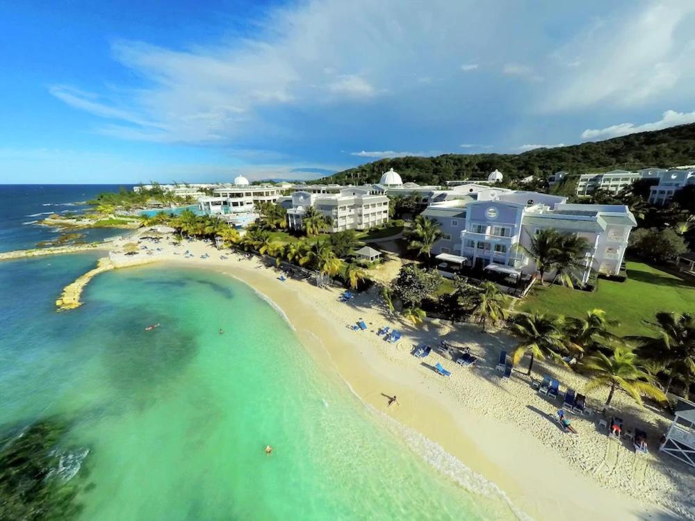 Grand Palladium Jamaica Resort & Spa as seen in an aerial image with teal water