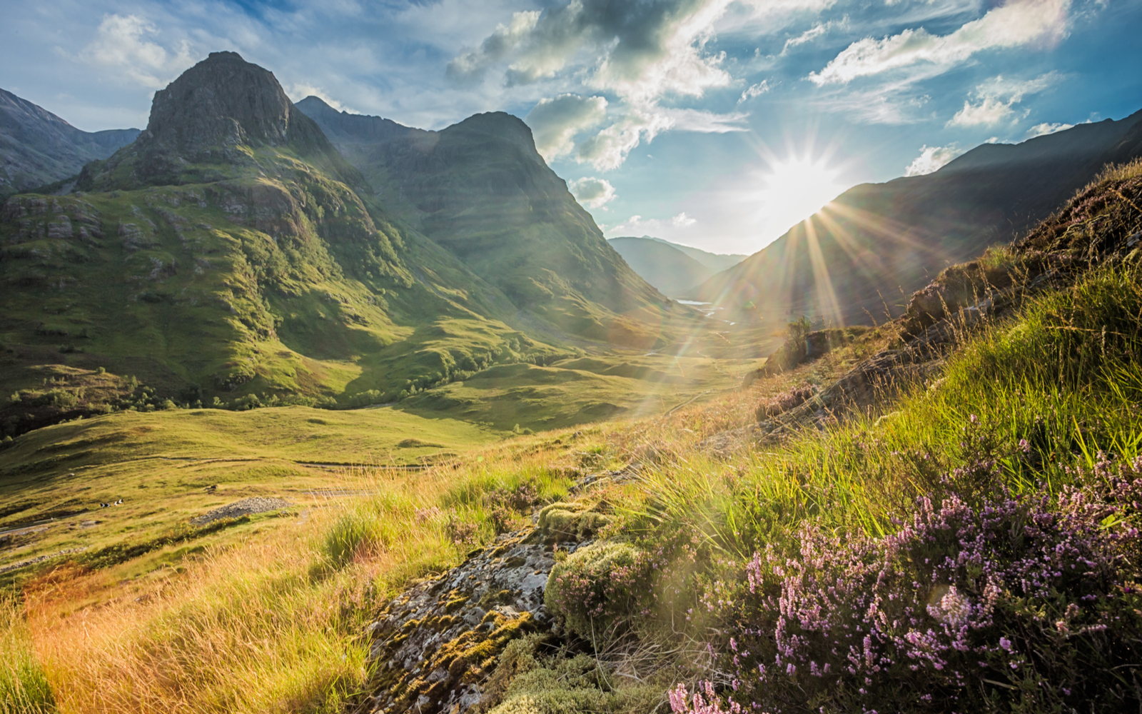 Valley view of the mountains of Glencoe Lochaber during the overall best time to visit Scotland
