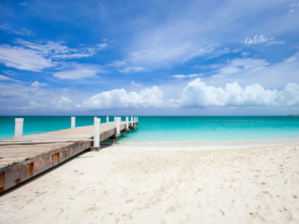 Beautiful beach in the Caribbean Providenciales island in Turks and Caicos during the least busy time to visit