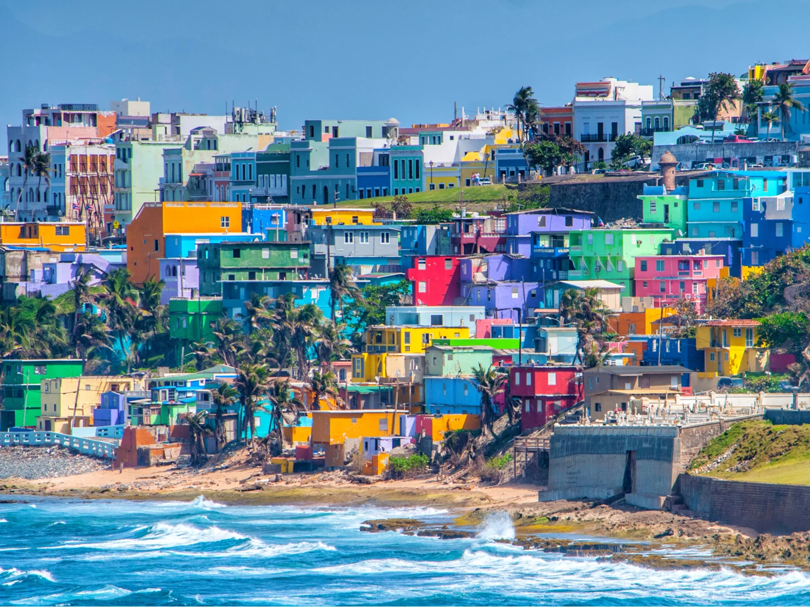 Colorful rectangular coastal houses at San Juan, a piece on the best places to visit in Puerto Rico