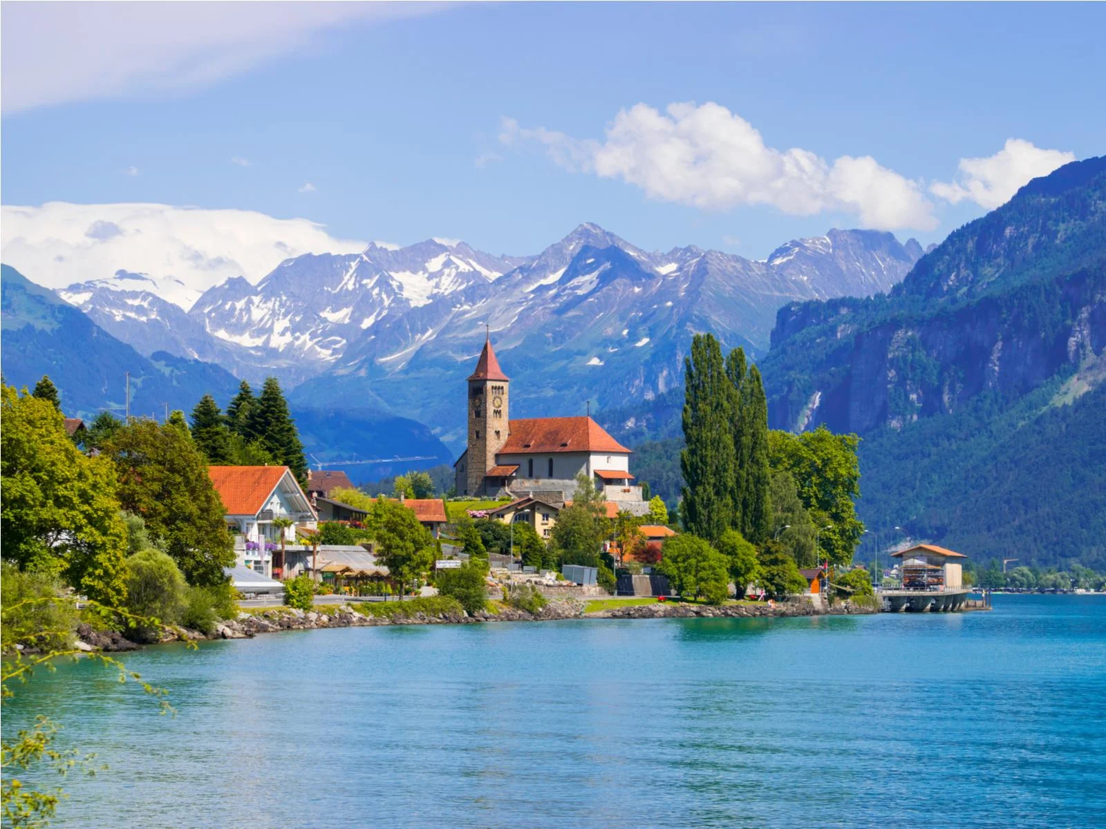 Panoramic view of Brienze town on Lake Brienz by Interlaken for a piece on the best time to visit Switzerland