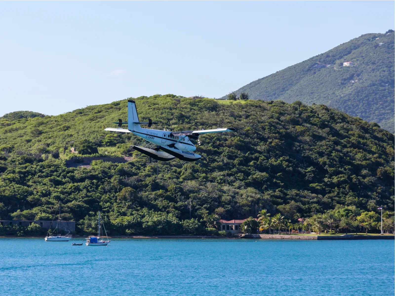 Seaborne Airlines plane landing on the water in San Juan, a top pick for the best places to visit in Puerto Rico