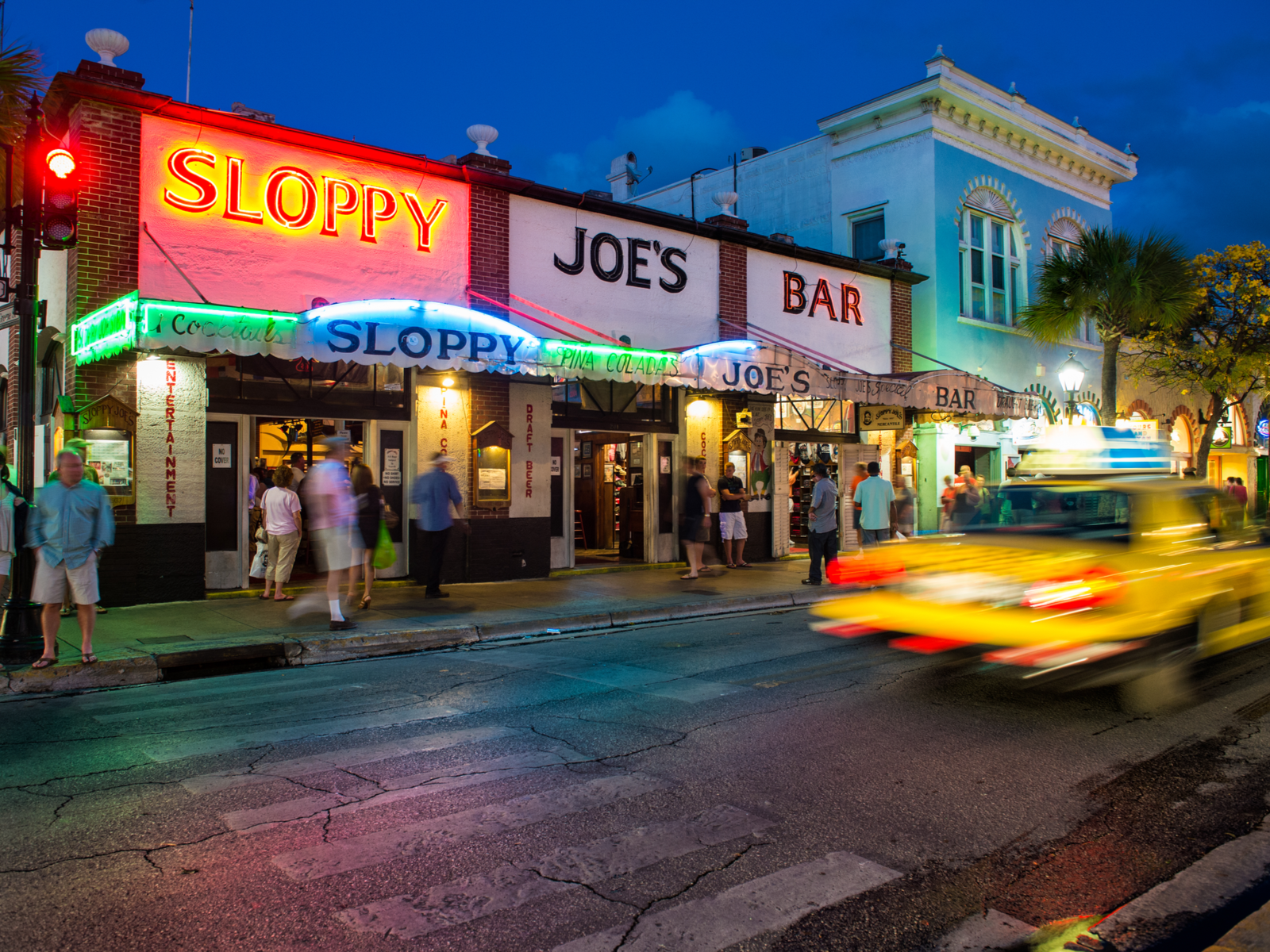 Sloppy Joe's bar pictured on Duval Street during the cheapest time to visit Key West