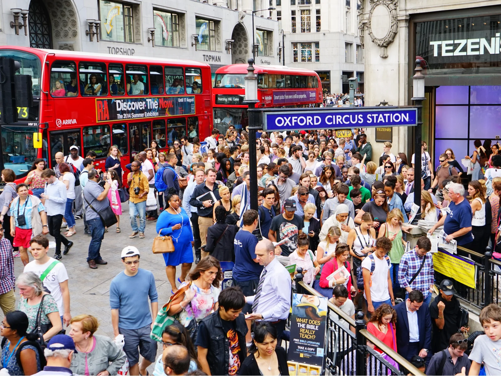 During the worst time to visit London, people are smashed into a street near the famous Oxford Circus Station