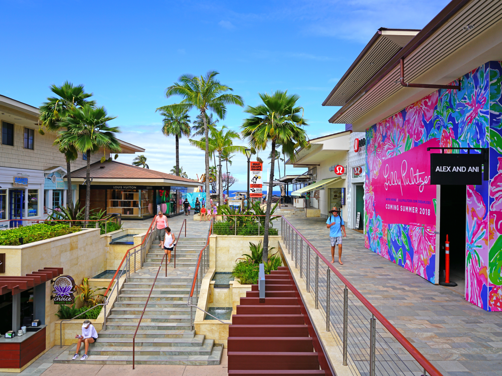 A shopping center in Kaanapali, near some of the best hotels in Maui
