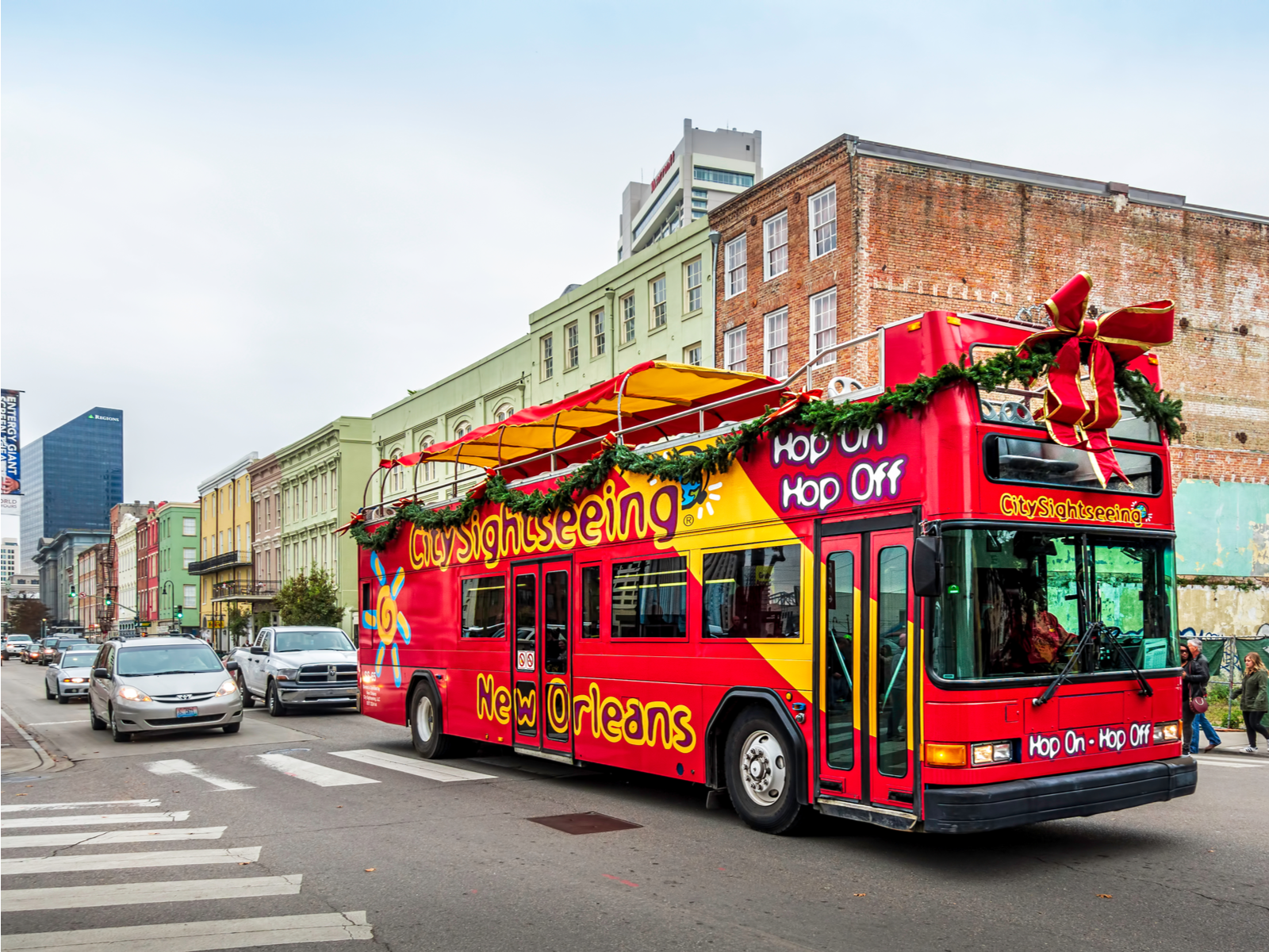Classic double-decker bus in New Orleans