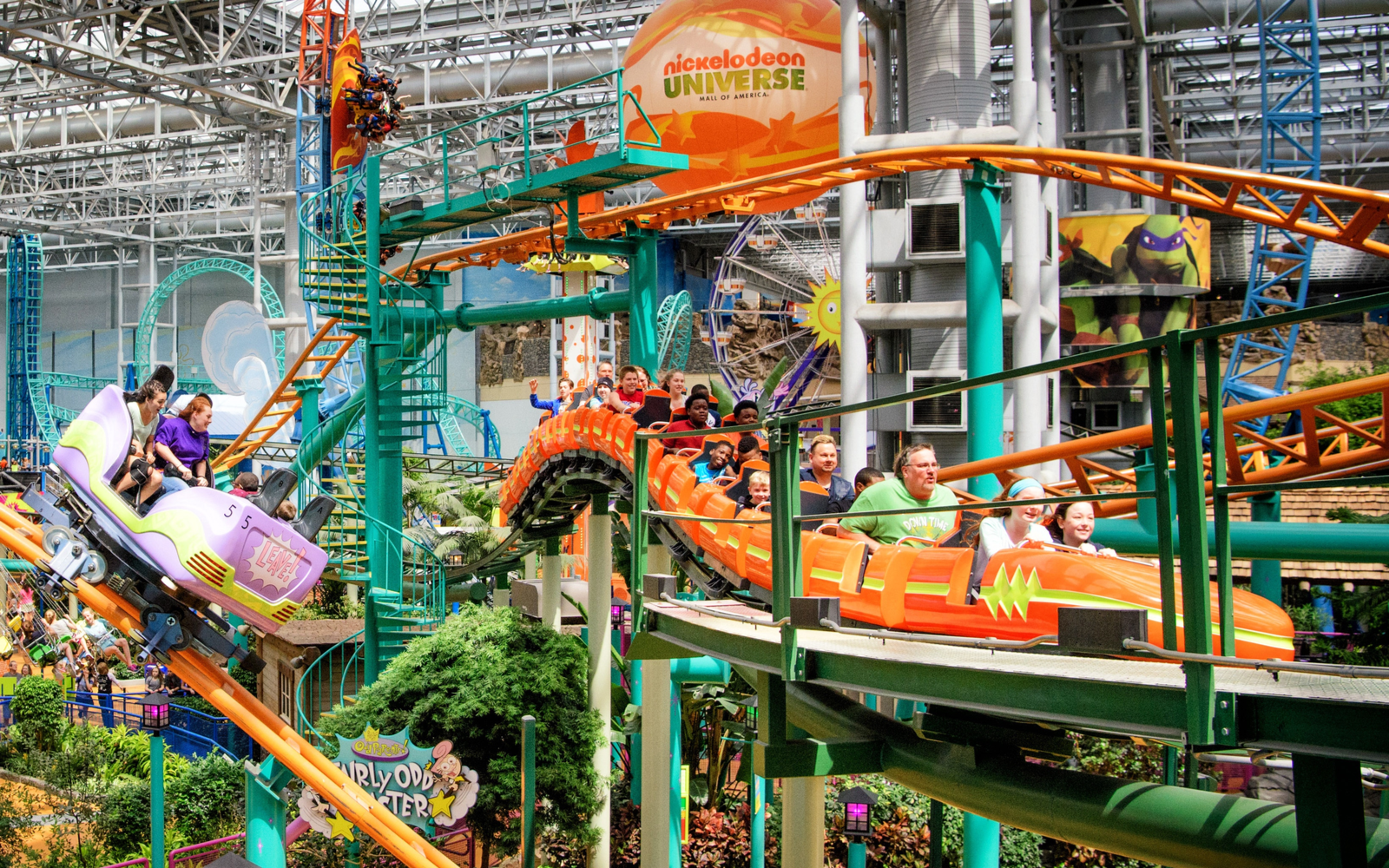 Roller coaster at the Mall of America, one of the best shopping malls in America, pictured in the amusement area