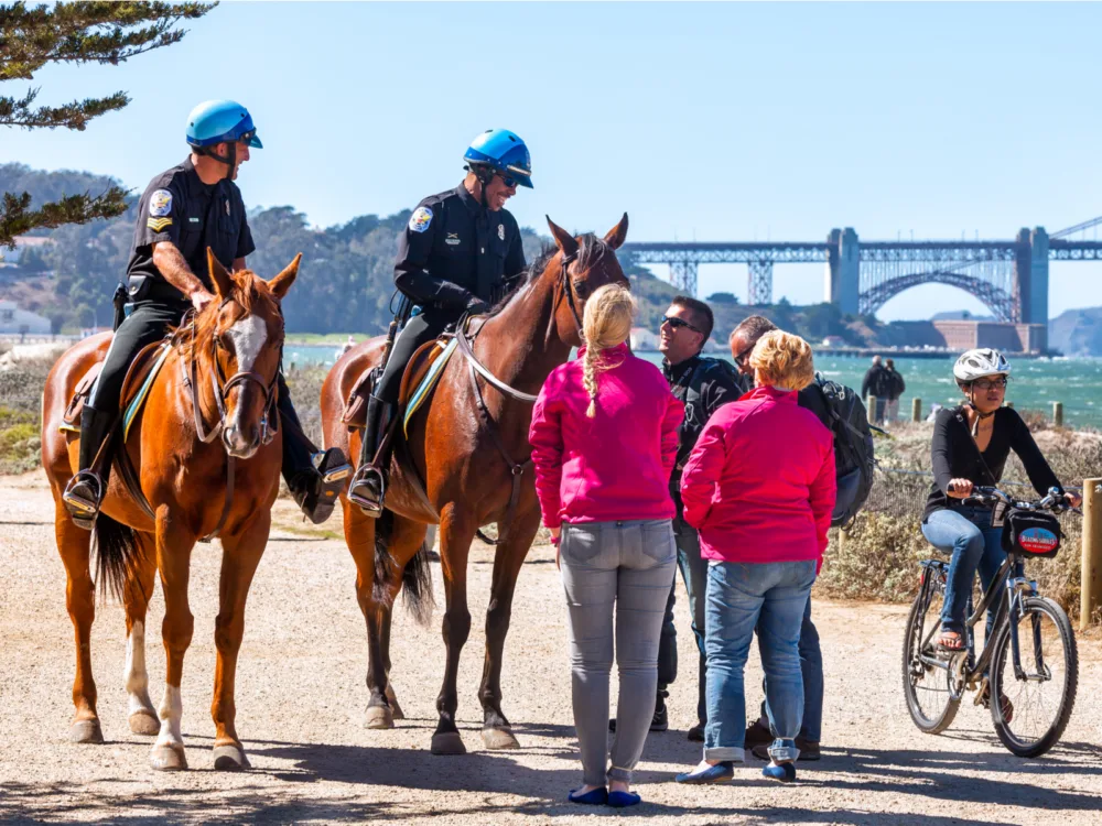 US park police officers showing that San Francisco is safe in the most public spaces