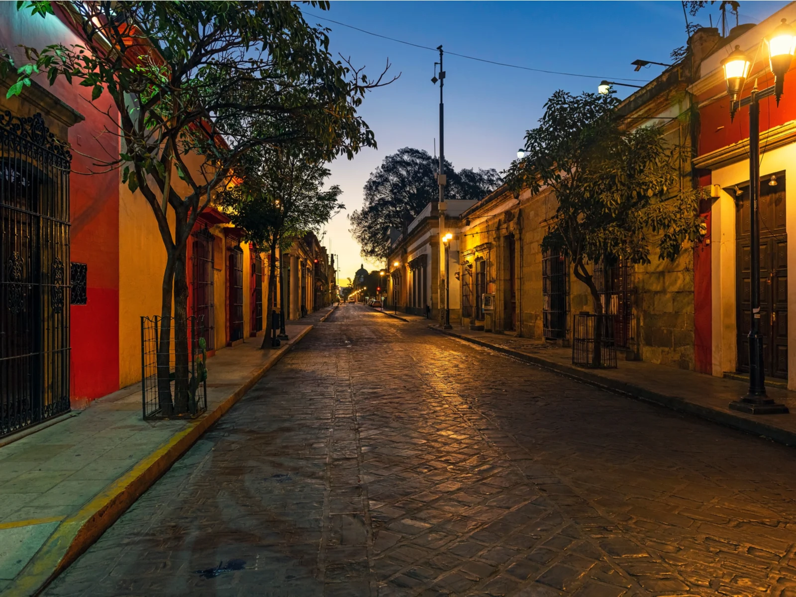 Street of Oaxaca at sunrise with its colonial style for a piece titled Is Oaxaca Safe