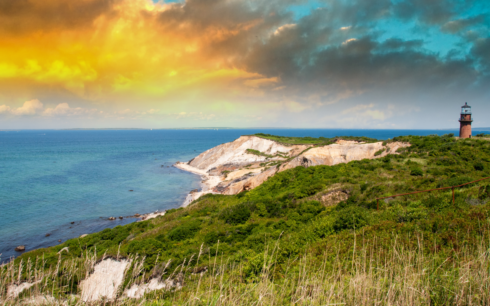 Coastal lighthouse in Martha's Vineyard as a featured image for a piece on the best beaches on the East Coast