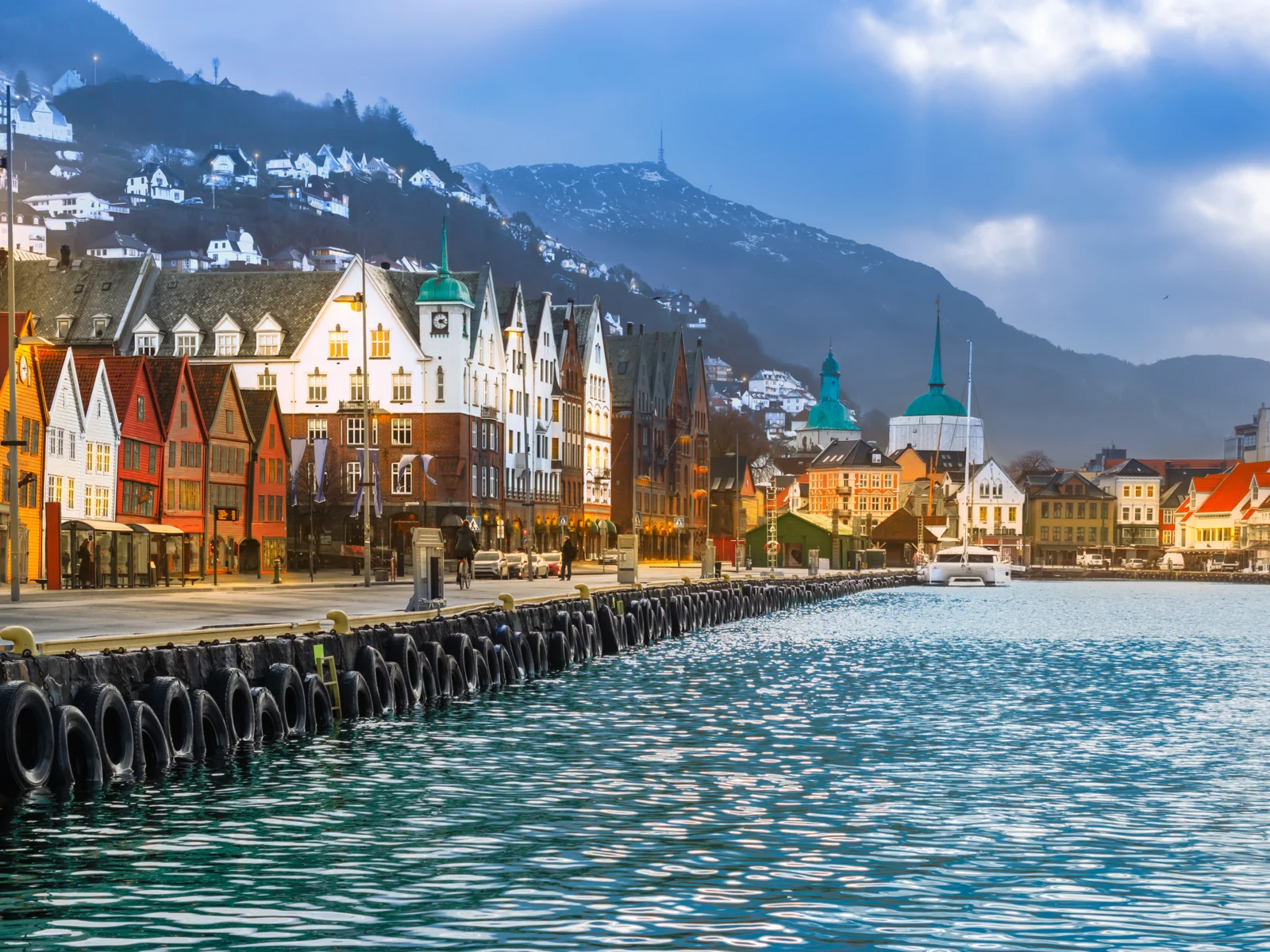 View of Bryggen historic harbour district during the best time to visit Norway