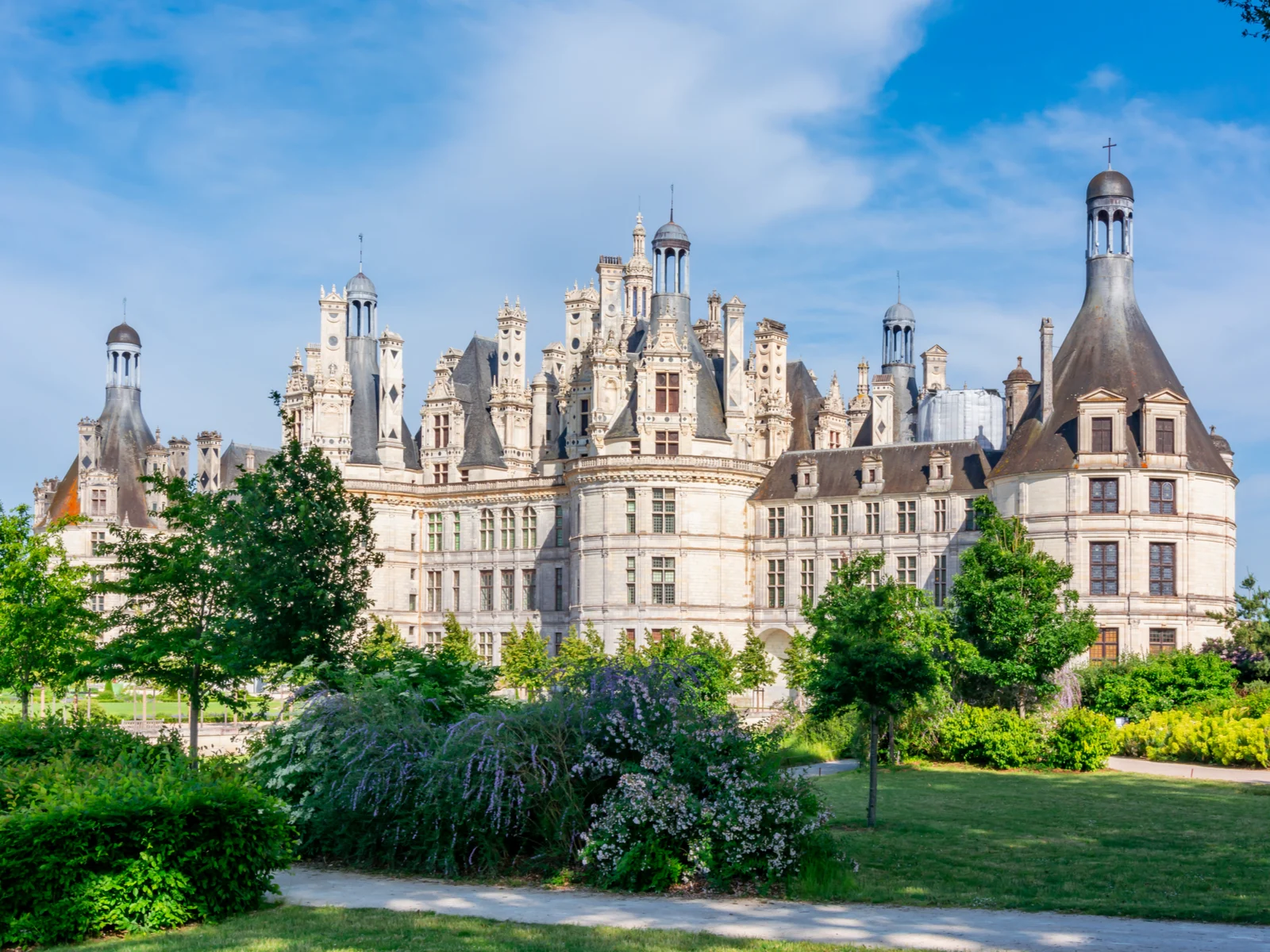 Chambord Castle pictured on a sunny day during the least busy time to visit France