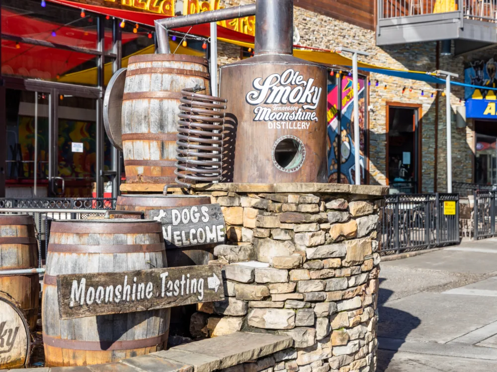 Outside of the Ole Smoky Distillery, one of the best things to do in Gatlinburg
