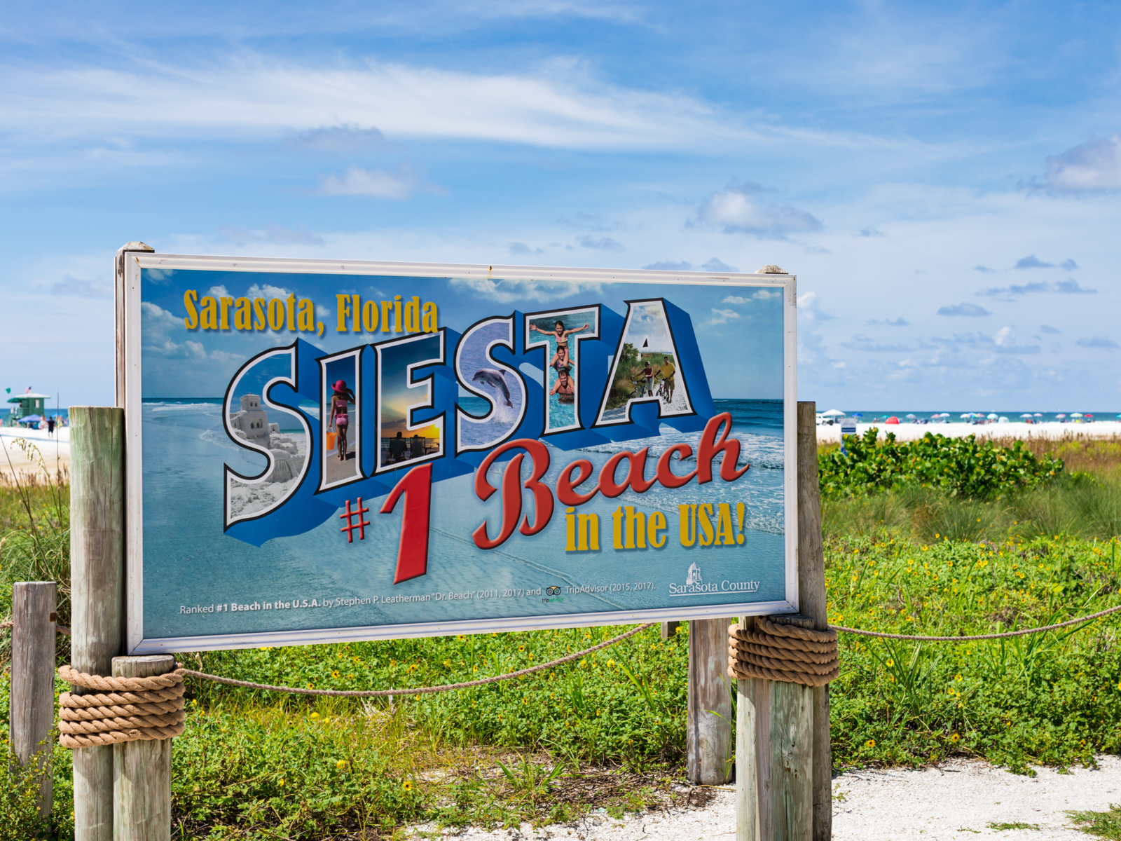 Sign leading to the Siesta Key Beach for a piece on the best beaches in the US